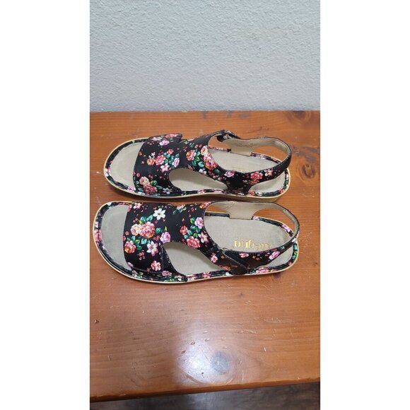 ALEGRIA VIKI LEATHER WOMEN'S FLORAL PRINT ADJUSTABLE STRAP SANDAL SIZE 40 - Picture 3 of 10